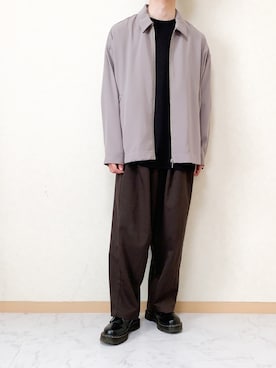 「UNIQLO（ユニクロ）のエアリズムコットンオーバーサイズTシャツ（5分袖）（Tシャツ/カットソー）」を使った、みっつーさん（メンズ・163cm・20代）の秋コーディネート