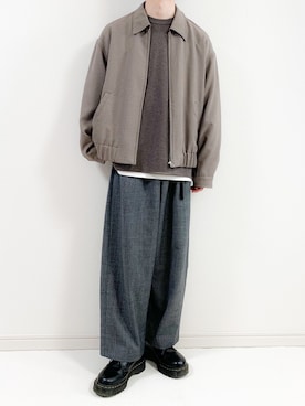 「WYM LIDNM（ウィム バイ リドム）のMILANO RIB HEAVY WEIGHT PO KNIT（ニット/セーター）」を使った、みっつーさん（メンズ・163cm）の春コーディネート