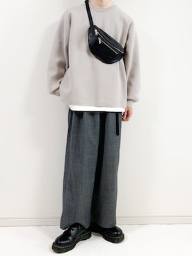 「WYM LIDNM（ウィム バイ リドム）のMILANO RIB HEAVY WEIGHT PO KNIT（ニット/セーター）」を使った、みっつーさん（メンズ・163cm）の春コーディネート