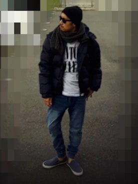 「Abercrombie&Fitch（アバークロンビーアンドフィッチ）のアイテム（ダウンジャケット/コート）」を使った、☆m(@s@)shi★さん（メンズ・169cm）の冬コーディネート