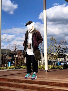 「H&M（エイチ・アンド・エム）のアイテム（MA-1）」を使った、☆m(@s@)shi★さん（メンズ・168cm）の冬コーディネート