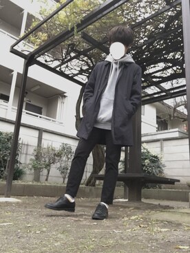「JOURNAL STANDARD relume（ジャーナルスタンダード　レリューム）のアイテム（ステンカラーコート）」を使った、もっちさん（メンズ・171cm）の冬コーディネート