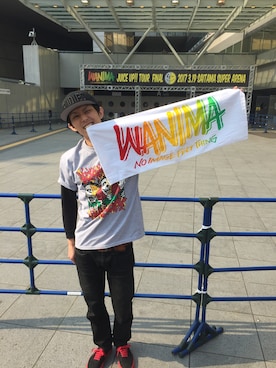 「RUDIE'S（ルーディーズ）のアイテム（キャップ、ブラック系）」を使った、tAku  吉岡さん（メンズ・175cm）の春コーディネート