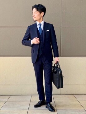 「アイテム（スーツベスト）」を使った、坂本裕太さん（メンズ・168cm）の春コーディネート