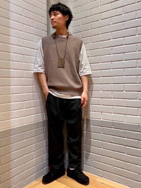 「ITTI（イッチ）のアイテム（アクセサリー）」を使った、坂本裕太さん（メンズ・168cm）の春コーディネート