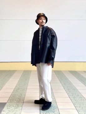 「green label relaxing（グリーンレーベルリラクシング）のアイテム（帽子）」を使った、坂本裕太さん（メンズ・168cm）の秋コーディネート