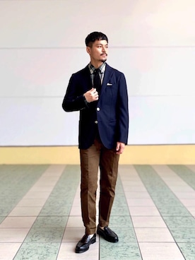 「green label relaxing（グリーンレーベルリラクシング）のアイテム（財布/小物）」を使った、坂本裕太さん（メンズ・168cm）の秋コーディネート