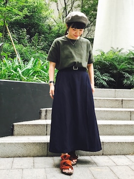 「ベレー帽推奨委員会」｜「アイテム（ハンチング/ベレー帽）」を使った、hayashiさん（レディース・148cm）の夏コーディネート