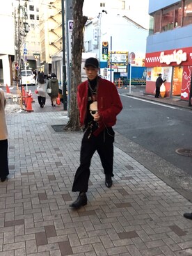 「パンク」｜「アイテム（ブルゾン）」を使った、S.Ryotaさん（メンズ・186cm）の冬コーディネート