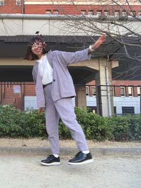 「GRL（グレイル）のアイテム（セットアップ）」を使った、まーかさん（レディース・154cm）の春コーディネート