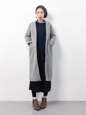 「Te chichi TERRASSE（テチチテラス）のアイテム（チェスターコート）」を使った、COLLENTE(yuco)さん（レディース・168cm）の冬コーディネート
