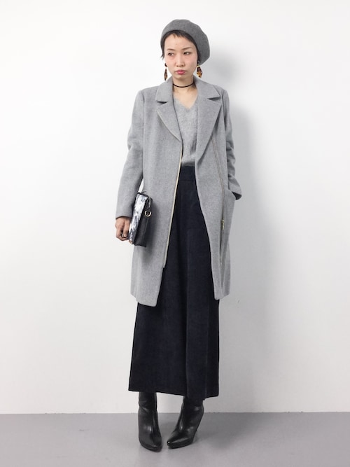 ラウンジドレス Loungedress 定価4.6万 Pコート グレー LOUNGEDRESS（ラウンジドレス）の「ライダースZIPコート（その他