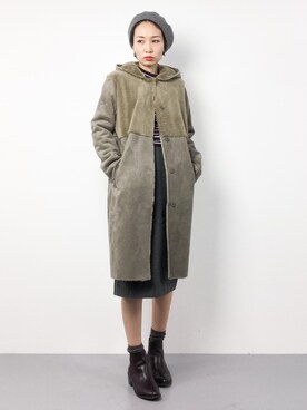 「ADAM ET ROPE'（アダムエロペ）のアイテム（ムートンコート）」を使った、COLLENTE(yuco)さん（レディース・168cm）の冬コーディネート