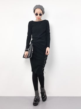 「EGOIST（エゴイスト）のアイテム（ワンピース/ドレス）」を使った、COLLENTE(yuco)さん（レディース・168cm）の冬コーディネート