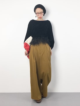 「EN ROUTE（アンルート）のアイテム（パンツ）」を使った、COLLENTE(yuco)さん（レディース・168cm）の冬コーディネート