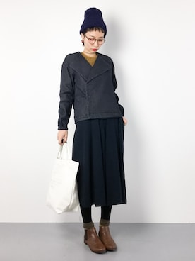 「caph（カーフ）のアイテム（ブルゾン）」を使った、COLLENTE(yuco)さん（レディース・168cm）の冬コーディネート