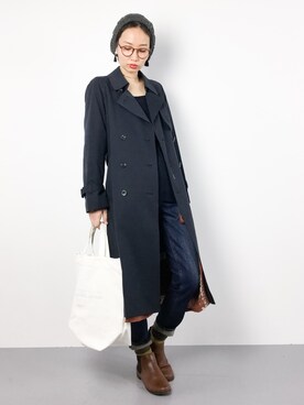 「Steven Alan（スティーブンアラン）のアイテム（トレンチコート）」を使った、COLLENTE(yuco)さん（レディース・168cm）の冬コーディネート