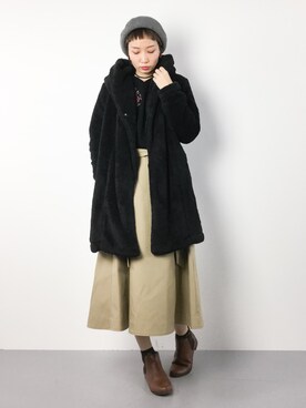 「Right-on（ライトオン）のアイテム（その他アウター）」を使った、COLLENTE(yuco)さん（レディース・168cm）の冬コーディネート