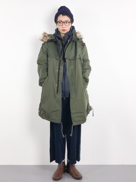 「RNA（アールエヌエー）のアイテム（モッズコート）」を使った、COLLENTE(yuco)さん（レディース・168cm）の冬コーディネート