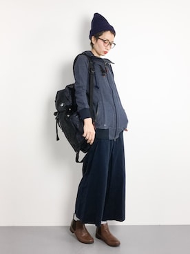 「TYPE BLUE（タイプブルー）のアイテム（パーカー）」を使った、COLLENTE(yuco)さん（レディース・168cm）の冬コーディネート