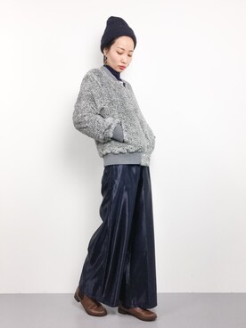 「Right-on（ライトオン）のアイテム（MA-1）」を使った、COLLENTE(yuco)さん（レディース・168cm）の冬コーディネート