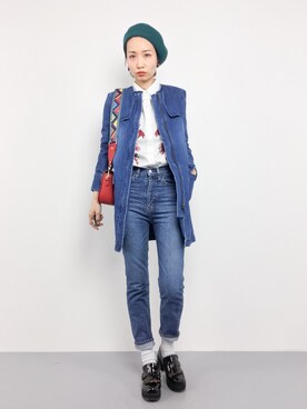 「Q（キュー）のアイテム（ジャケット/アウター）」を使った、COLLENTE(yuco)さん（レディース・168cm）の冬コーディネート