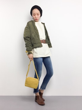 「SpRay（スプレイ）のアイテム（MA-1）」を使った、COLLENTE(yuco)さん（レディース・168cm）の冬コーディネート