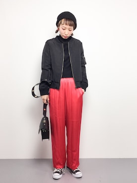 「MODE ROBE（モードローブ）のアイテム（MA-1）」を使った、COLLENTE(yuco)さん（レディース・168cm）の冬コーディネート