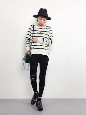 「Design Tshirts Store graniph（デザイン　ティーシャツ　ストア　グラニフ）のアイテム（チュニック）」を使った、COLLENTE(yuco)さん（レディース・168cm）の冬コーディネート