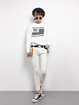 「BLISS POINT（ブリスポイント）のアイテム（クラッチバッグ）」を使った、COLLENTE(yuco)さん（レディース・168cm）の冬コーディネート