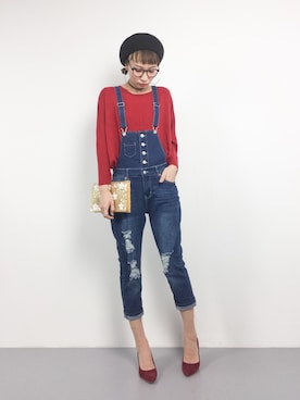 「BLISS POINT（ブリスポイント）のアイテム（クラッチバッグ）」を使った、COLLENTE(yuco)さん（レディース・168cm）の冬コーディネート