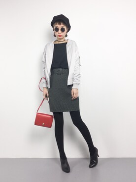 「RAY CASSIN（レイカズン）のアイテム（MA-1）」を使った、COLLENTE(yuco)さん（レディース・168cm）の冬コーディネート