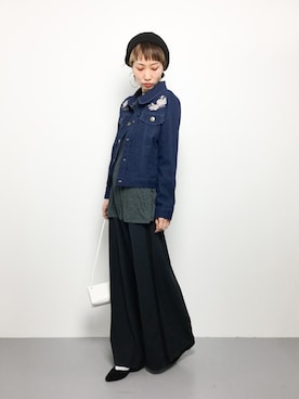 「axes femme（アクシーズファム）のアイテム（デニムジャケット）」を使った、COLLENTE(yuco)さん（レディース・168cm）の冬コーディネート