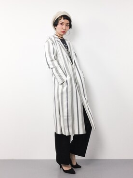 「NINE（ナイン）のアイテム（ステンカラーコート）」を使った、COLLENTE(yuco)さん（レディース・168cm）の春コーディネート