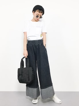 「WC（ダブル シー）のアイテム（デニムパンツ）」を使った、COLLENTE(yuco)さん（レディース・168cm）の夏コーディネート
