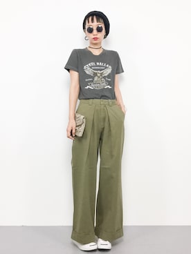 「カーキパンツ」｜COLLENTE(yuco)さん（レディース・168cm）の夏コーディネート