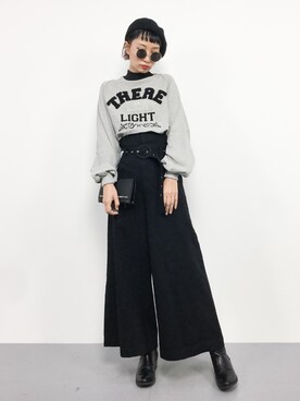「AMERI」｜「アイテム（スウェット）」を使った、COLLENTE(yuco)さん（レディース・168cm）の秋コーディネート