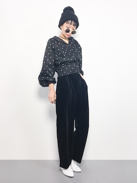 「JOURNAL STANDARD（ジャーナルスタンダード）のベルベット ギャザーパンツ_#（その他パンツ）」を使った、COLLENTE(yuco)さん（レディース・168cm）の秋コーディネート