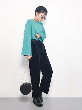 「JOURNAL STANDARD（ジャーナルスタンダード）のベルベット ギャザーパンツ_#（その他パンツ）」を使った、COLLENTE(yuco)さん（レディース・168cm）の秋コーディネート