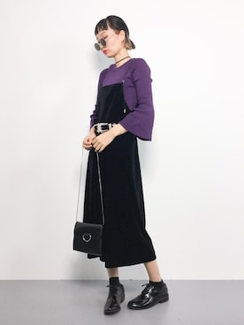 LEPSIMのアイテムを使った「ベロアワンピース」の人気ファッション