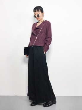 「FREE'S MART（フリーズマート）のアイテム（ライダースジャケット）」を使った、COLLENTE(yuco)さん（レディース・168cm）の秋コーディネート