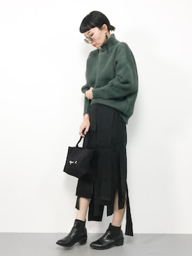 「agnes b.（アニエスベー）のアイテム（トートバッグ）」を使った、COLLENTE(yuco)さん（レディース・168cm）の冬コーディネート