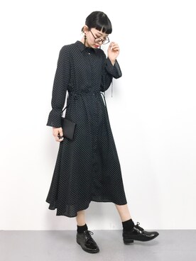 ドットシャツワンピースを使った人気ファッションコーディネート Wear