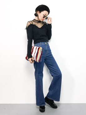 「niko and...（ニコアンド）のアイテム（クラッチバッグ）」を使った、COLLENTE(yuco)さん（レディース・168cm）の冬コーディネート