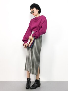 「niko and...（ニコアンド）のアイテム（クラッチバッグ）」を使った、COLLENTE(yuco)さん（レディース・168cm）の冬コーディネート