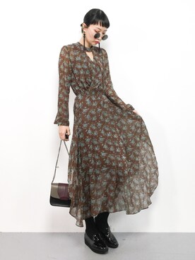 Ameri vintage/VINTAGE FLOWER SLIT DRESS