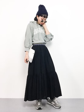 「URBAN RESEARCH（アーバンリサーチ）のボリュームスリーブロゴスウェット（パーカー）」を使った、COLLENTE(yuco)さん（レディース・168cm）の冬コーディネート