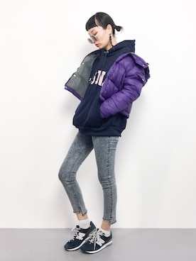 「スウエット」｜「アイテム（ダウンジャケット/コート）」を使った、COLLENTE(yuco)さん（レディース・168cm）の冬コーディネート