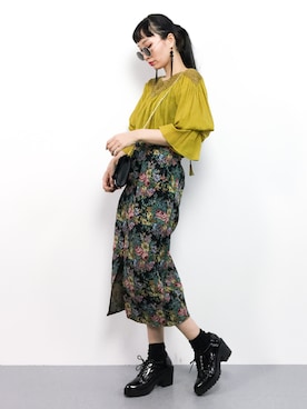 「アイテム（クラッチバッグ）」を使った、COLLENTE(yuco)さん（レディース・168cm）の春コーディネート