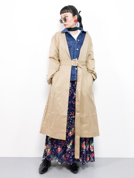 「マキシスカート」｜「アイテム（トレンチコート）」を使った、COLLENTE(yuco)さん（レディース・168cm）の春コーディネート